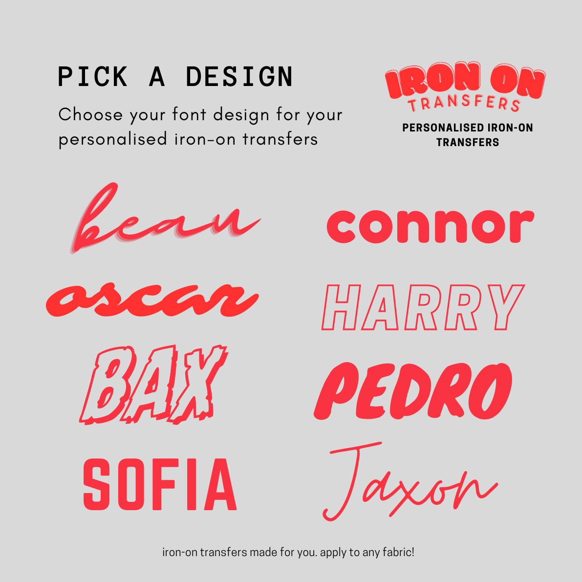 iron on transfers, personalised iron on labels and transfers and numbers